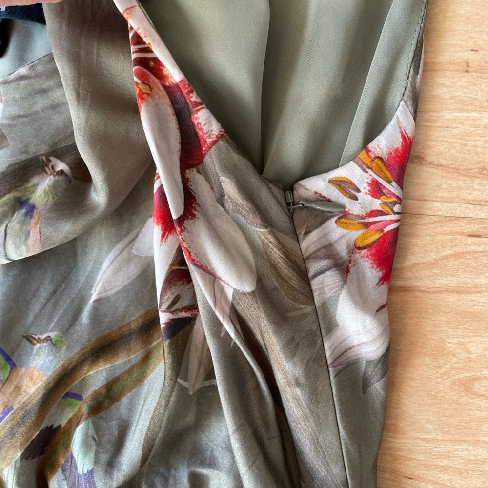 |AllSaints| Ira Dorada Silk Asymmetrical One Shoulder Midi Dress Size 6 - Picture 7 of 11